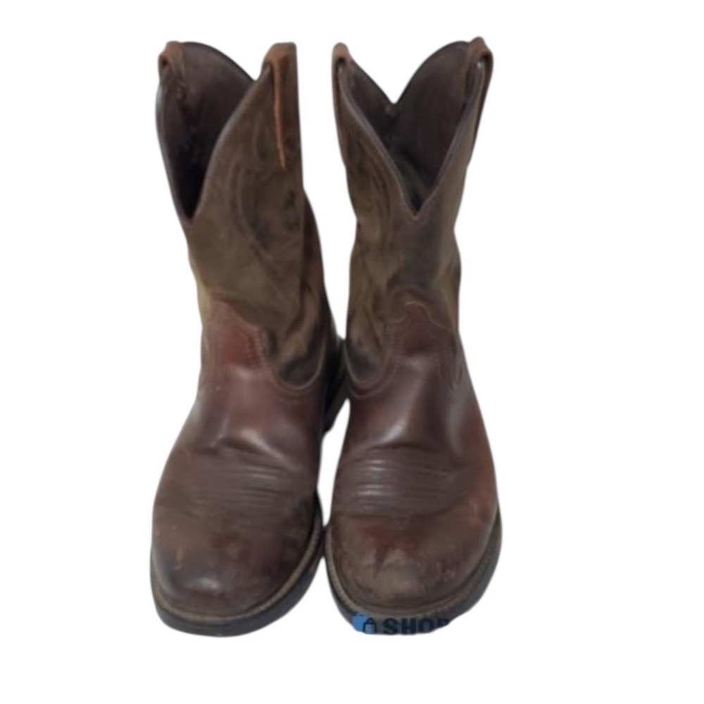 Ariat Mens Leather Cowboy Boots Square Toe Work Western Boots Size 11.5 Wide
